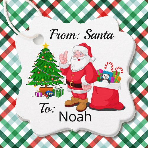 From Santa Claus Childs Name Gift Wrap Fancy Favor Tags