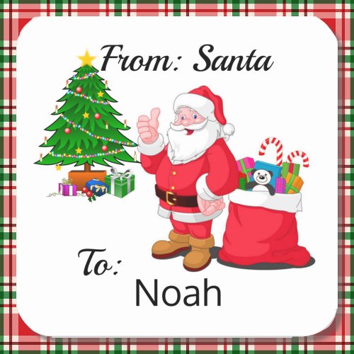 From Santa Claus Childs Name Gift Wrap Sticker