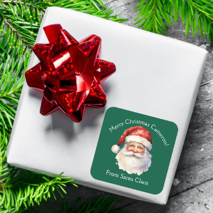 From Santa Claus Custom Green Kids Christmas Gift Square Sticker