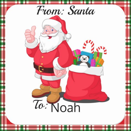 From SANTA CLAUS CUSTOM Kids NAME Gift Wrap Square Sticker