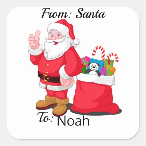 From SANTA CLAUS CUSTOM Kids NAME Gift Wrap Square Sticker