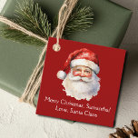 From Santa Claus Custom Red Kids Christmas Party Favor Tags<br><div class="desc">Customize these nostalgic red Santa Claus party favor tags with your own personalized text with your kids name in white script. This beautiful old fashioned drawing of Santa's red hat and white beard are the perfect holiday tag for your children's presents under the tree on Christmas day.</div>