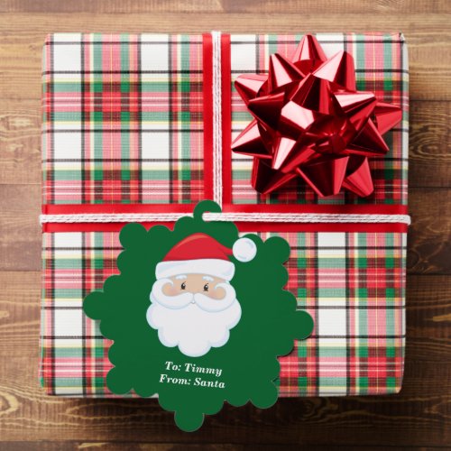 From Santa Claus Cute Custom Green Christmas Gift Ornament Card