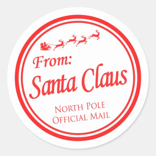 From Santa Claus North Pole Official Mail Classic Round Sticker