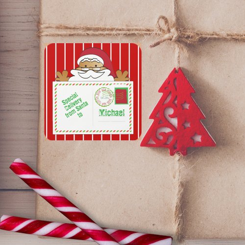 From Santa Claus North Pole Special Delivery Fun Square Sticker