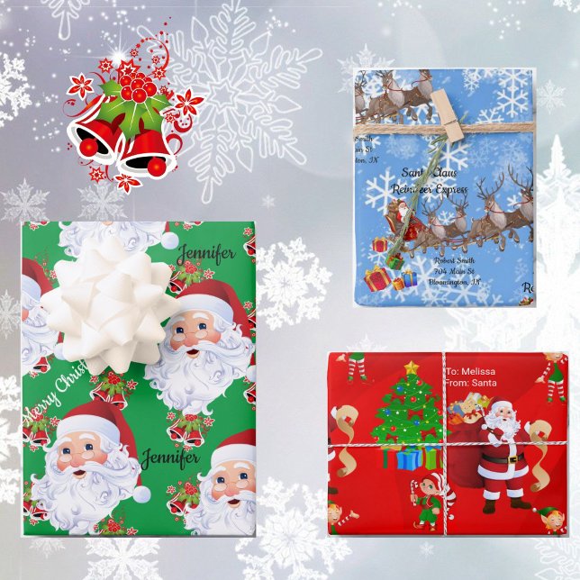 From Santa Claus Personalize Kids Names Christmas Wrapping Paper Sheets (Creator Uploaded)