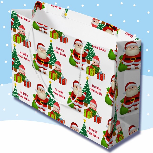 From Santa Claus Personalize Name Elf Large Gift Bag (Creator Uploaded)