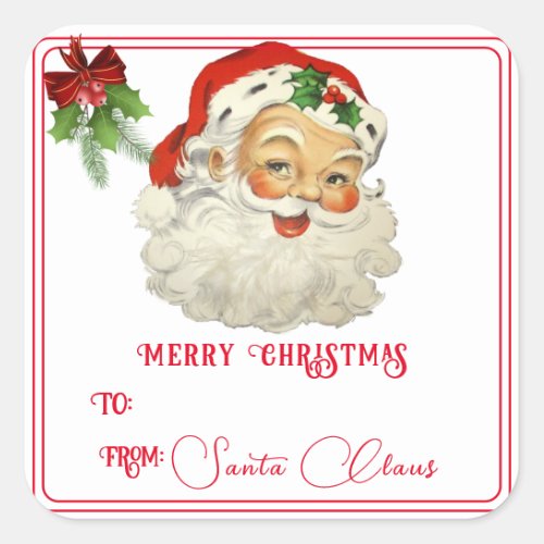 From Santa Claus Rosy Cheeks Holly Berries  Square Sticker
