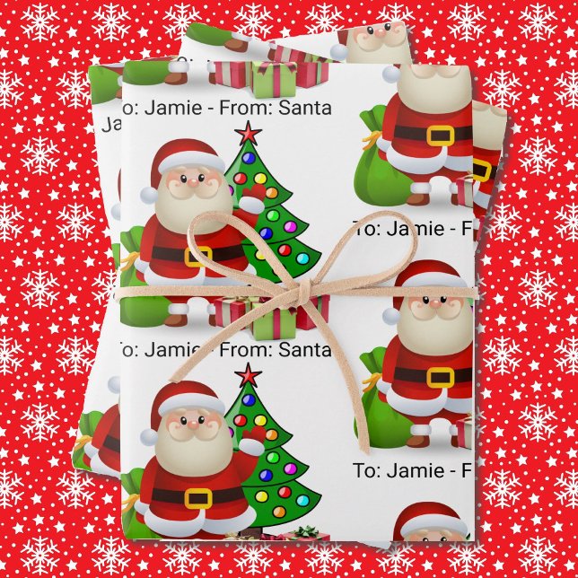 From Santa Claus To Kid's Name 3 Cute Wrapping Paper Sheets (Creator Uploaded)