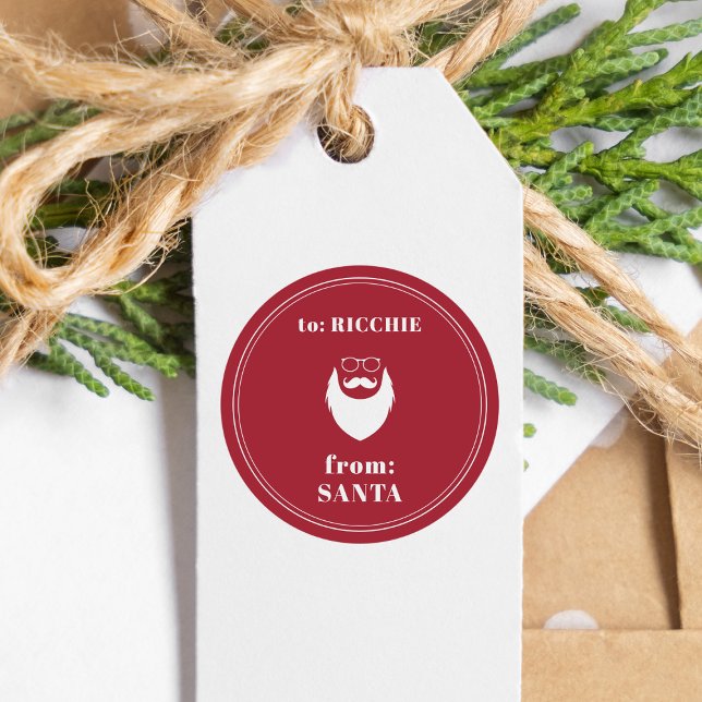 from Santa Custom Kid's Name Christmas Gift Classic Round Sticker (Creator Uploaded)