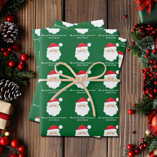 From Santa Cute Custom Green Kids Christmas Wrapping Paper Sheets