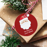 From Santa Cute Personalized Kids Red Christmas Favor Tags<br><div class="desc">Customize these cute Santa Claus round gift tags with your own personalized text with your kids name in white script. Santa's red hat and white beard are the perfect holiday drawing on this pretty red gift tag for your presents.</div>