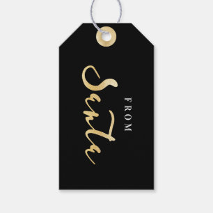 From Santa Elegant Classy Black & Gold Christmas Gift Tags