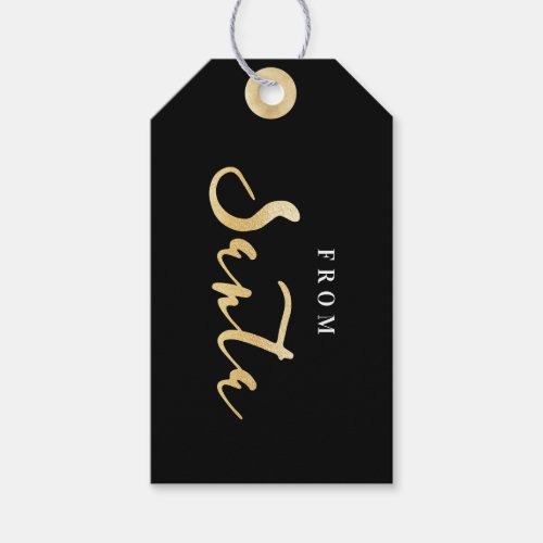 From Santa  Elegant Classy Black  Gold Christmas Gift Tags