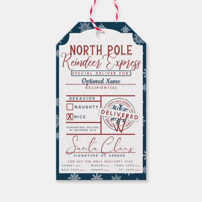 Christmas Tags Santa Gift tags Christmas present tags North Pole tags