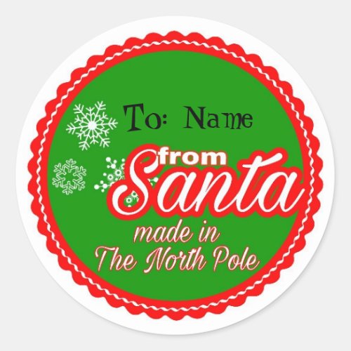 From Santa Personalized Classic Round Sticker