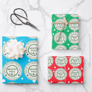 from santa stickers north pole wrapping paper sheets