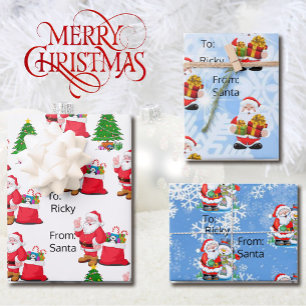 From Santa To Your Child's Name 3 Christmas Gift Wrapping Paper Sheets