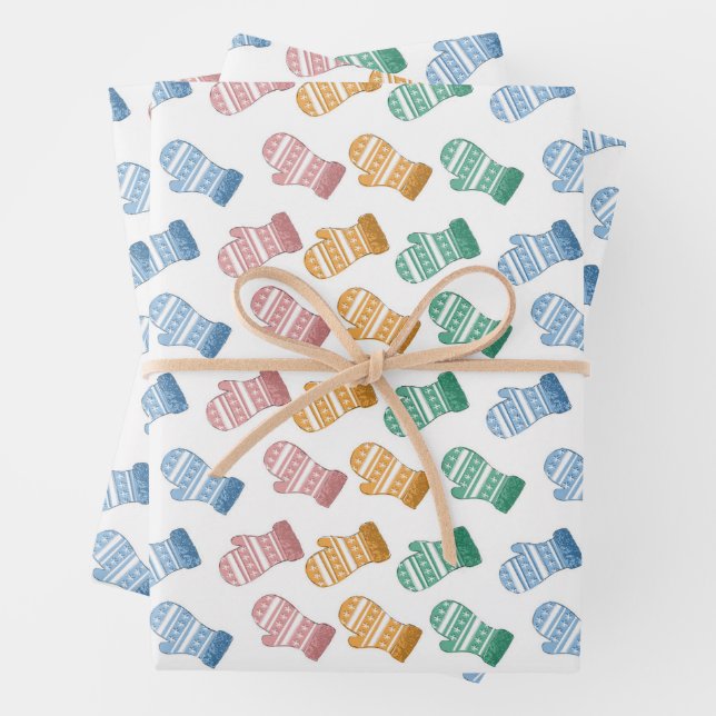 From Scratch Sketched Mitten Gift Wrap (In situ)