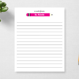 From Teacher's Name Lined 11 x 8.5 Personalized Notepad