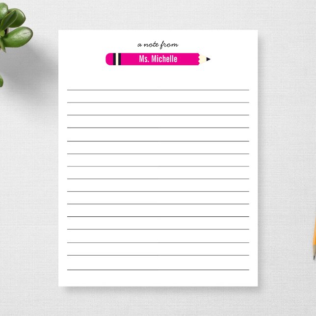 From Teacher's Name Lined 11 x 8.5 Personalized Notepad (Creator Uploaded)