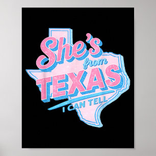 From texas can tell retro vintage texas girl poster
