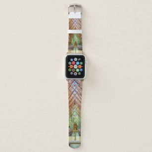  (Gold Christian Cross in The ofm of Tree) Patterned Leather  Wristband Strap Compatible with Apple Watch Series 4/3/2/1 gen,Replacement  of iWatch 42mm / 44mm Bands : Sports & Outdoors