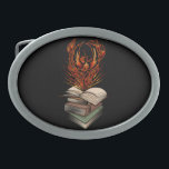 From The Books Belt Buckle<br><div class="desc">Original design of a phoenix bird coming out of a stack of books. Created with pencils,  pens and colored in vector.</div>
