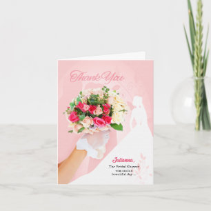 from the Bride Pink Bridal Gown Letterpress Thank You Card