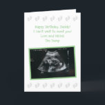 From The Bump: Cute Expecting Dad Birthday Card<br><div class="desc">This special birthday card from the bump (unborn baby) for the dad to be is sure to become a keepsake. This version features a gender neutral green and gray color theme with a childlike font and adorable little baby feet. You can personalize the front text for another recipient (Papa, or...</div>