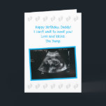 From The Bump: Cute Expecting Dad Birthday Card<br><div class="desc">This special birthday card from the bump (unborn baby) for the dad to be is sure to become a keepsake. This version features a baby boy blue and gray color theme with a childlike font and adorable little baby feet. You can personalize the front text for another recipient (Papa, or...</div>