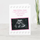 From The Bump: Cute Expecting Dad Birthday Card<br><div class="desc">This special birthday card from the bump (unborn baby) for the dad to be is sure to become a keepsake. This version features a baby girl pink and gray color theme with a childlike font and adorable little baby feet. You can personalize the front text for another recipient (Papa, or...</div>