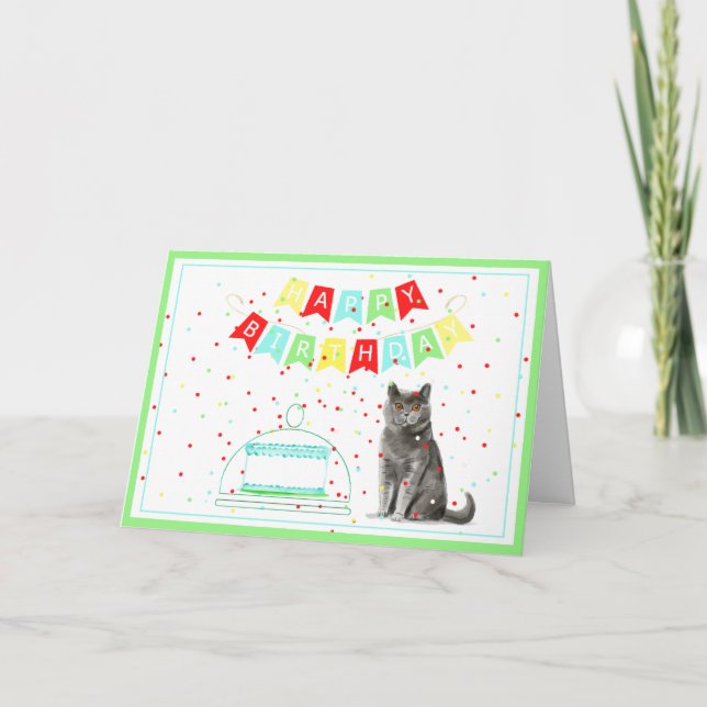 From the Cat Birthday Banner and Cake Card (Front)