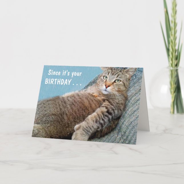 "From The Cat" Funny Birthday Card (Front)