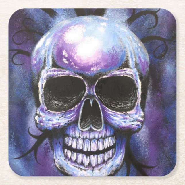 "From the Darkness" Skull Art Drink Coaster (Front)
