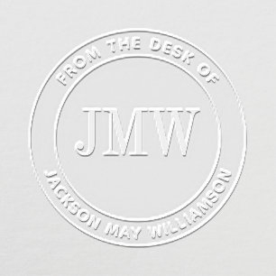 From the Desk of 3 Initial Monogram Name Custom Embosser