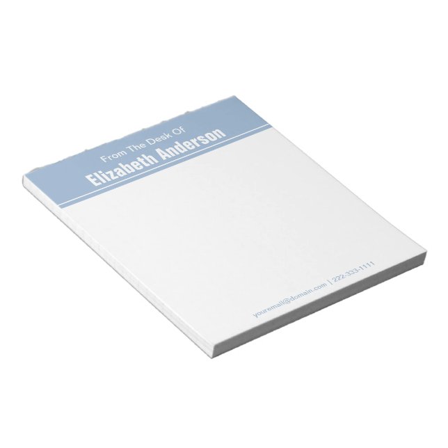 From the Desk of Baby Blue and White Notepad (Angled)