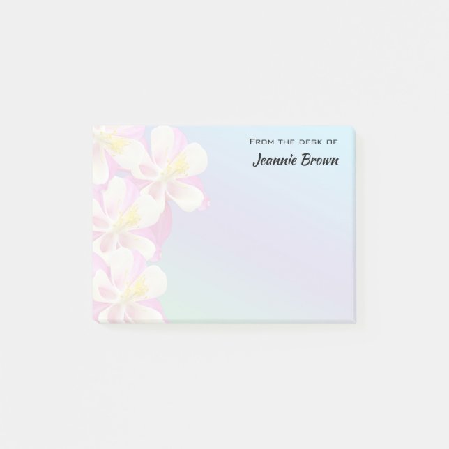 From the Desk of Beautiful Columbine Flowers Post-it Notes (Front)