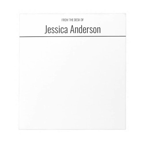 From the Desk of Black and White Name Template Notepad
