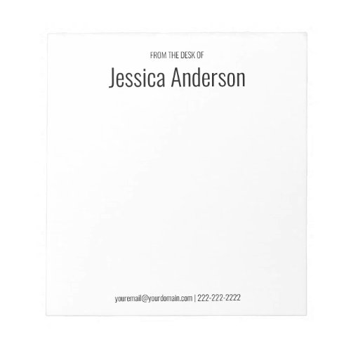 From the Desk of Black and White Your Name Notepad