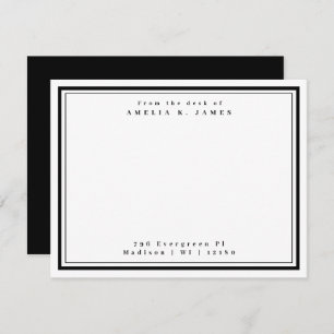 From The Desk Of Black Two Border Name Address Note Card