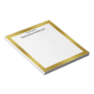 From the desk of Black White and Gold Your Name Notepad