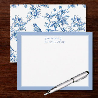 From the Desk Of | Blue Chinoiserie Floral Note Card