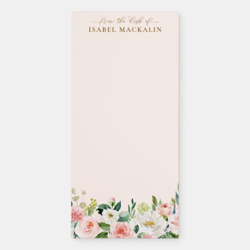 From The Desk Of Blush Pink Watercolor Botanical Magnetic Notepad
