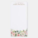 From The Desk Of Blush Pink Watercolor Floral Cute Magnetic Notepad at Zazzle