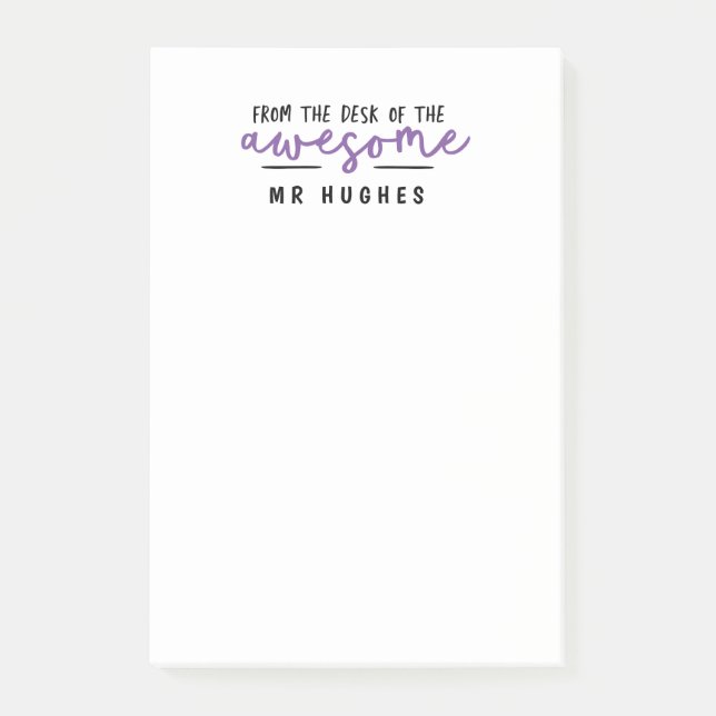 From the desk of bright fun teacher gift purple post-it notes (Front)