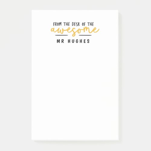 From the desk of bright fun teacher gift yellow post_it notes