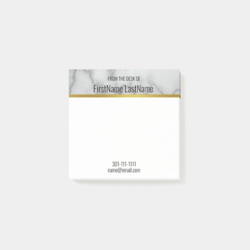 From the Desk Of Business Faux White Marble Post_it Notes
