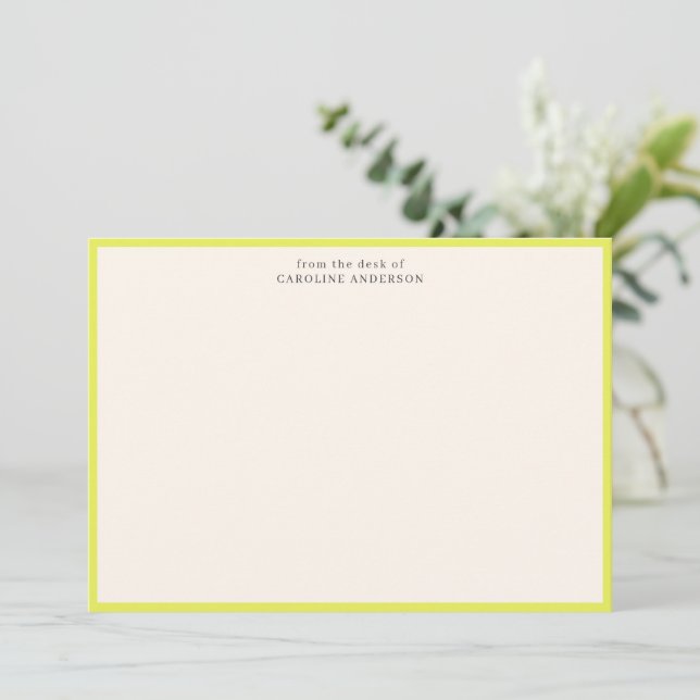 From the Desk Of Chartreuse Personalized Name Gift Note Card (Standing Front)