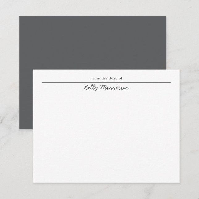 From the Desk of Chic Script Personalized Note Card (Front/Back)